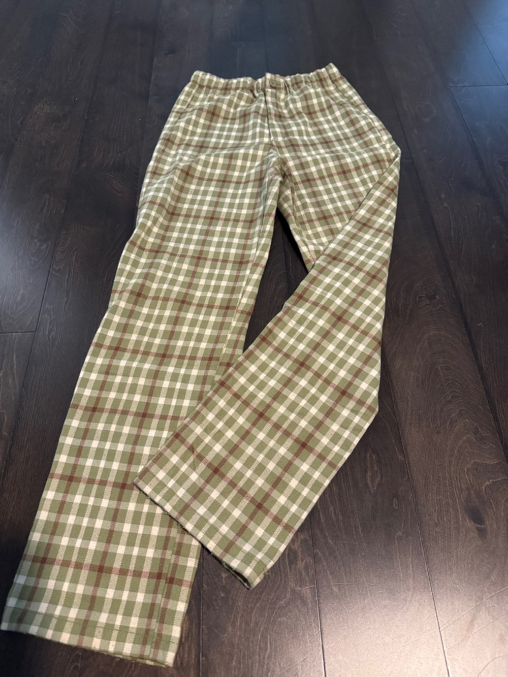 Brandy Melville Olive, Cream & Brown Plaid pants